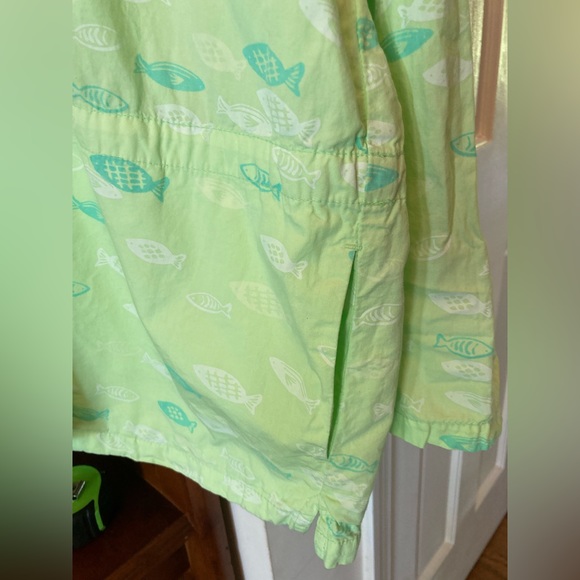 NWT FRESH PRODUCE Anorak TINY FISH 100% cotton broadcloth LEMON GRASS Large Fab - Picture 9 of 12